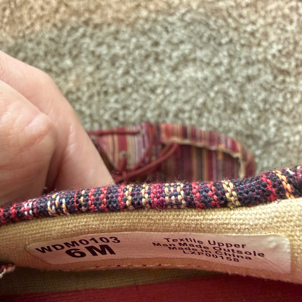 Women's Twisted X Driving Moccasins striped canvas pattern 6 red antibacterial - Picture 6 of 8